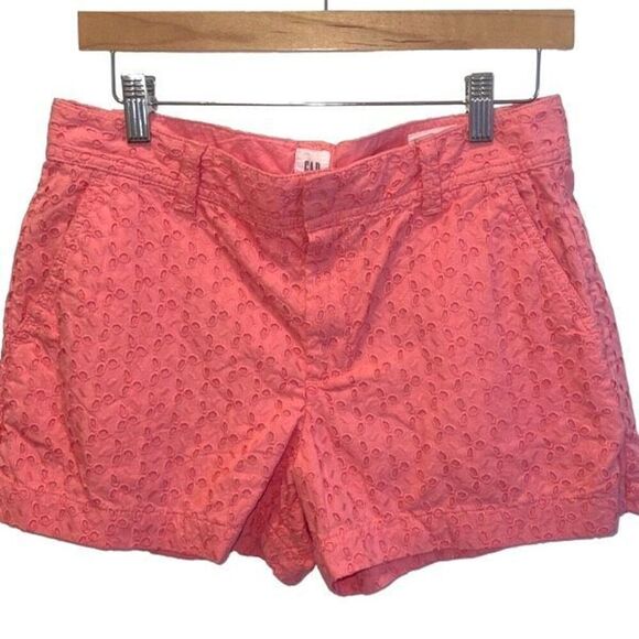 GAP Womens Eyelet Cotton 3" Inseam City Shorts Salmon Pink Size‎ 6 - Picture 1 of 10